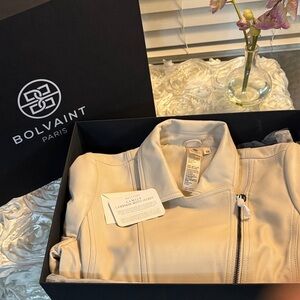 Women's Cream Leather Lamb Skin Jacket